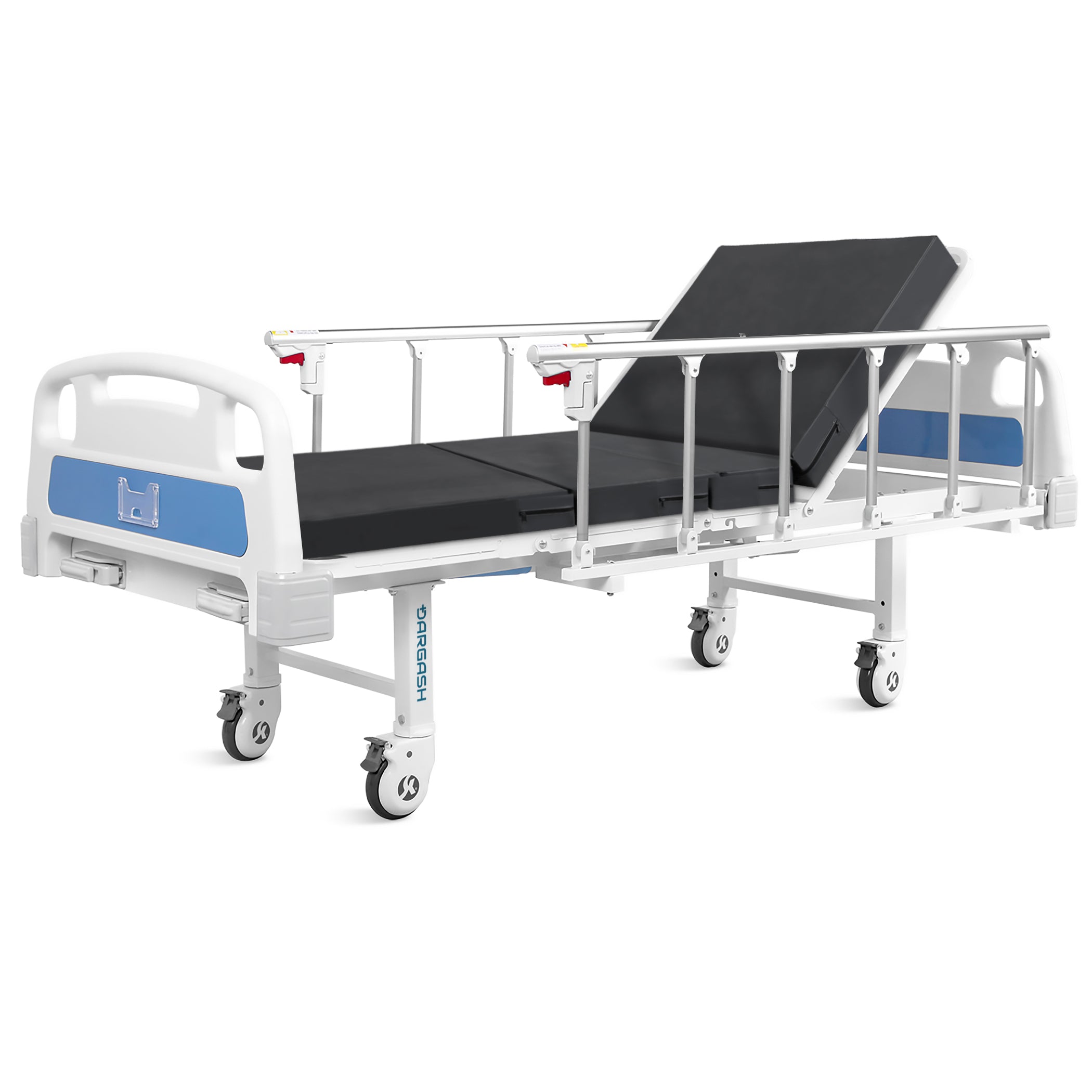 MA200 Hospital Bed 2 Function Manual Crank with 4" Mattress & IV Pole