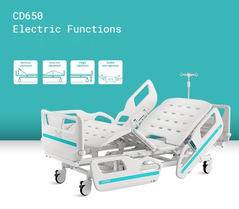 CD650 Hospital Bed Electric ICU Bed for Home and Hospital use (with Mattress and IV Pole)