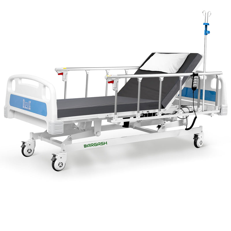 Hospital Bed Electric 3 Function With Waterproof Mattress And IV Pole