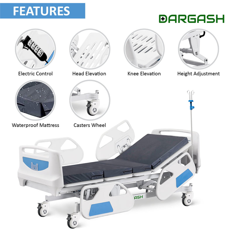 Hospital Bed Electric ICU Bed For Home And Hospital Use (with Mattress And IV Pole)